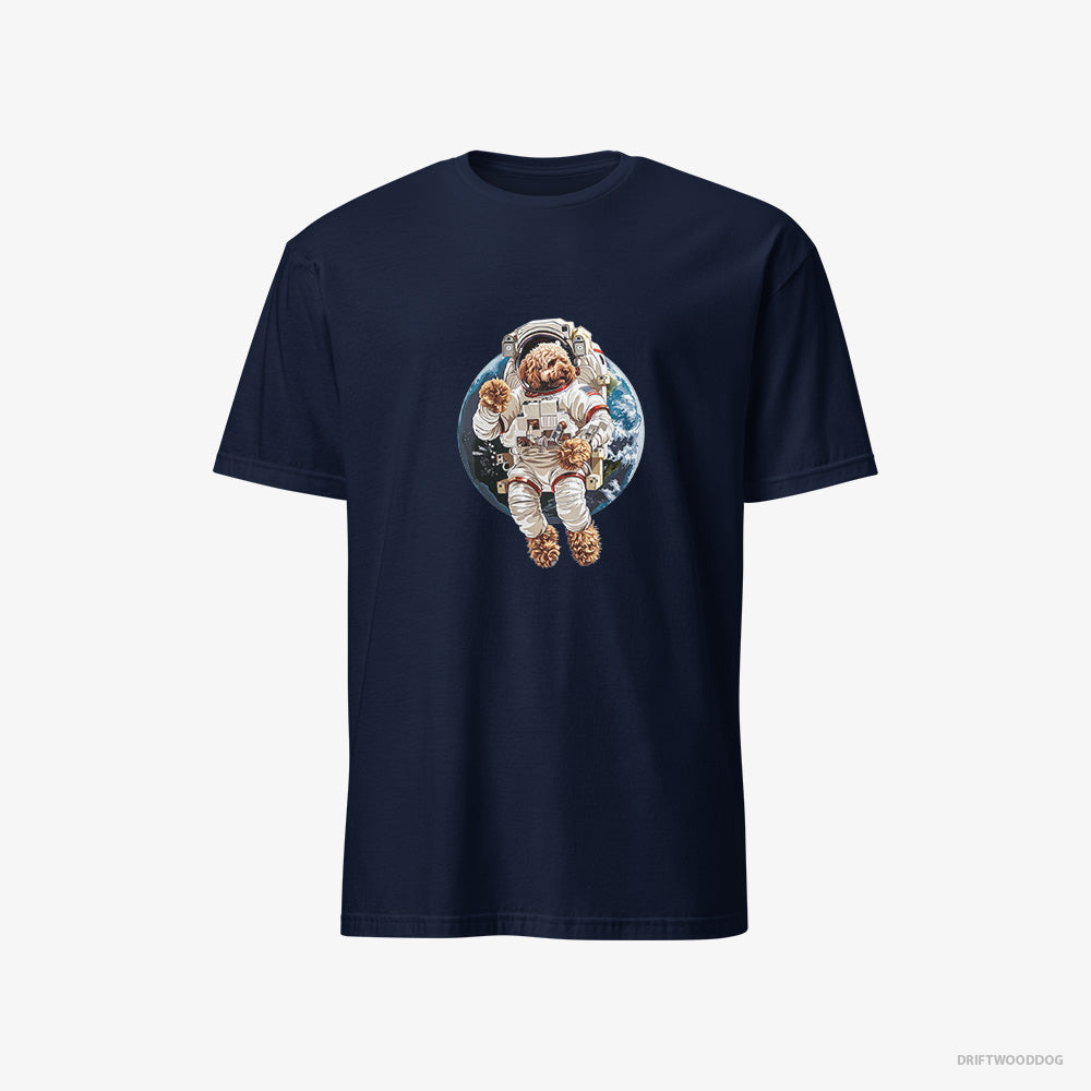 Poodle T-Shirt – Men Navy T-Shirt Classic – in a Space Suit (on White Background)