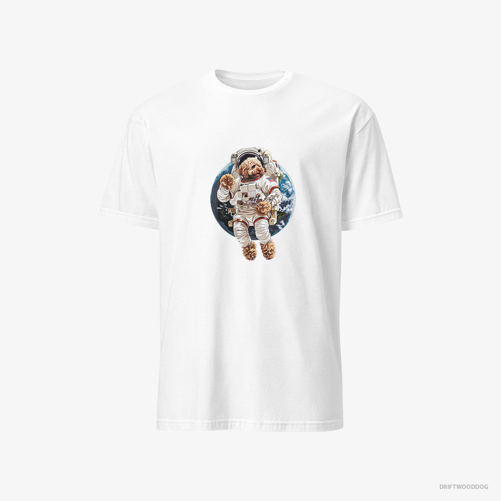 Poodle T-Shirt – Men White T-Shirt Classic – in a Space Suit (on White Background)