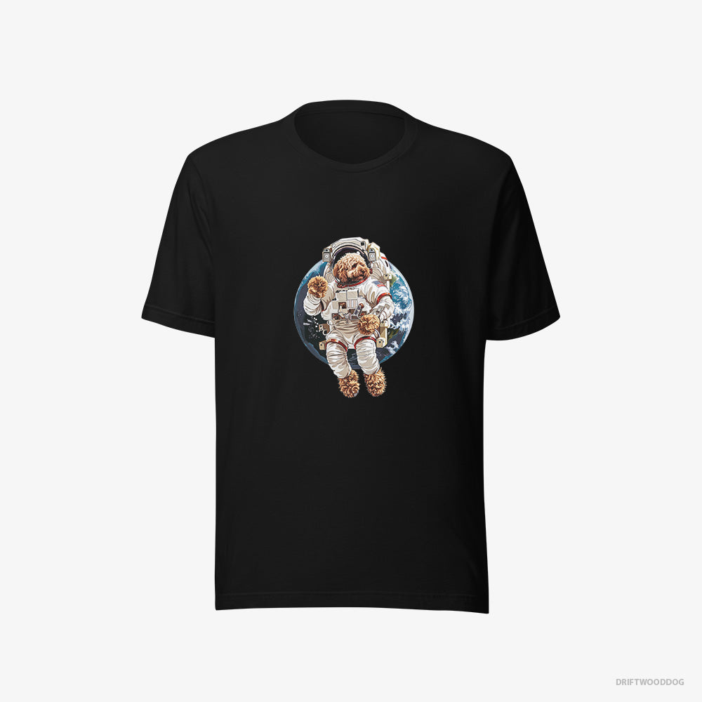 Poodle T-Shirt – Men Black T-Shirt Eco-Friendly – in a Space Suit (on White Background)