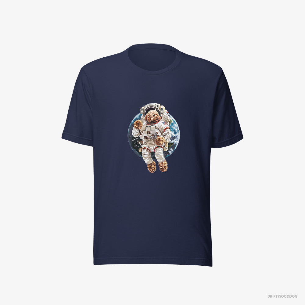 Poodle T-Shirt – Men Navy T-Shirt Eco-Friendly – in a Space Suit (on White Background)