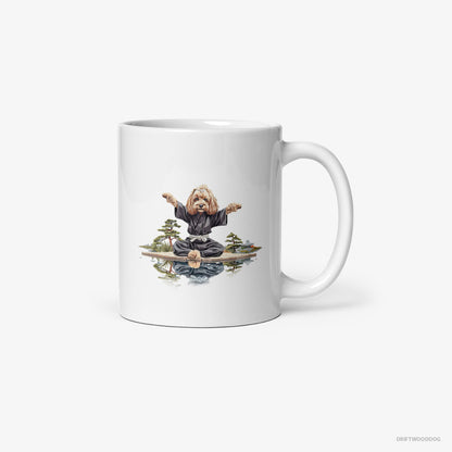 Poodle in a Black Ninja Outfit in a Zen Garden White Mug