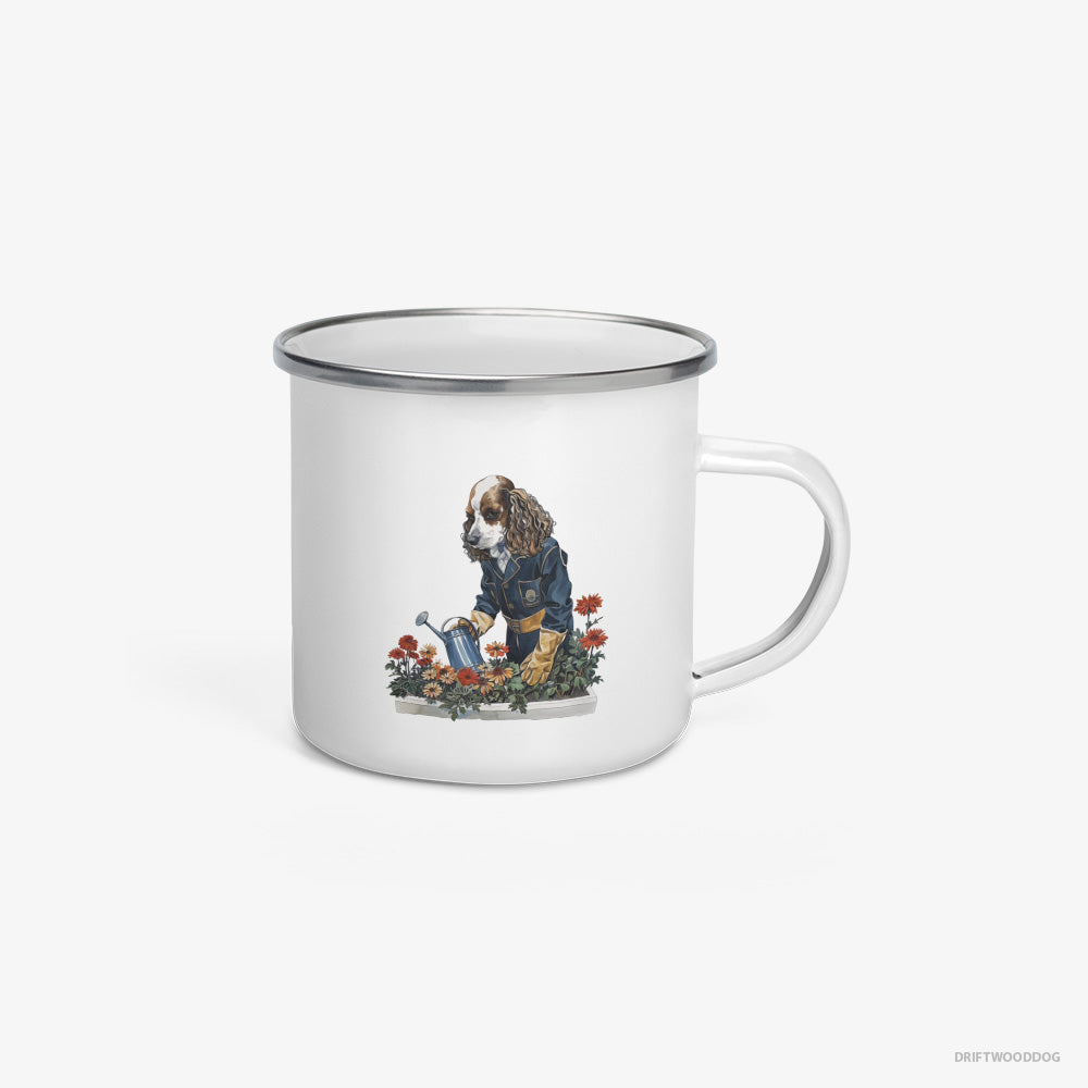 Poodle Taking Care of Plants Enamel Mug