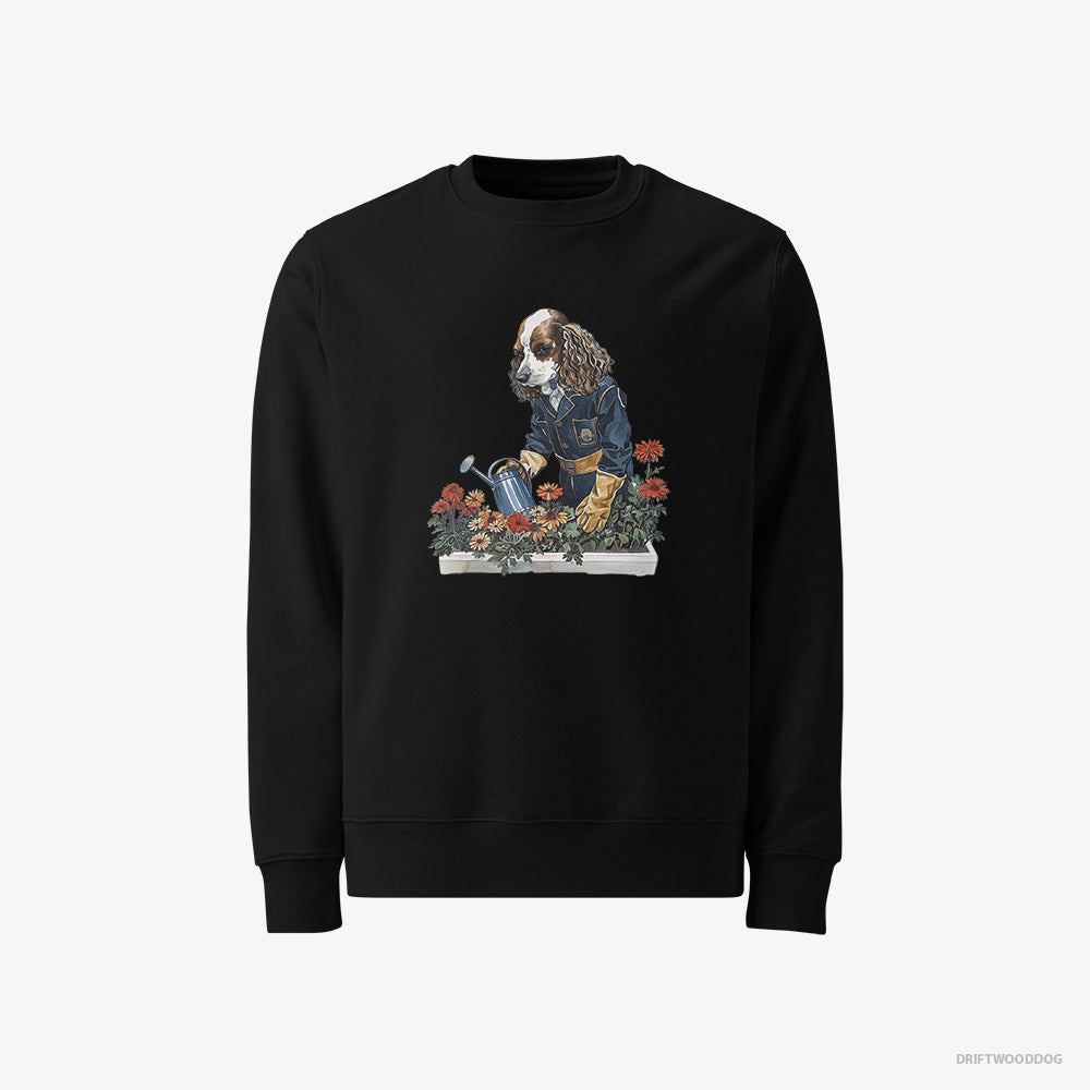 Poodle Sweatshirt – Men Black Sweatshirt Classic – Taking Care of Plants (on White Background)