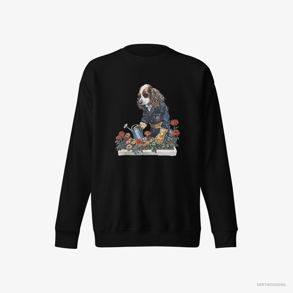 Poodle Sweatshirt – Men Black Sweatshirt Eco-Friendly – Taking Care of Plants (on White Background)