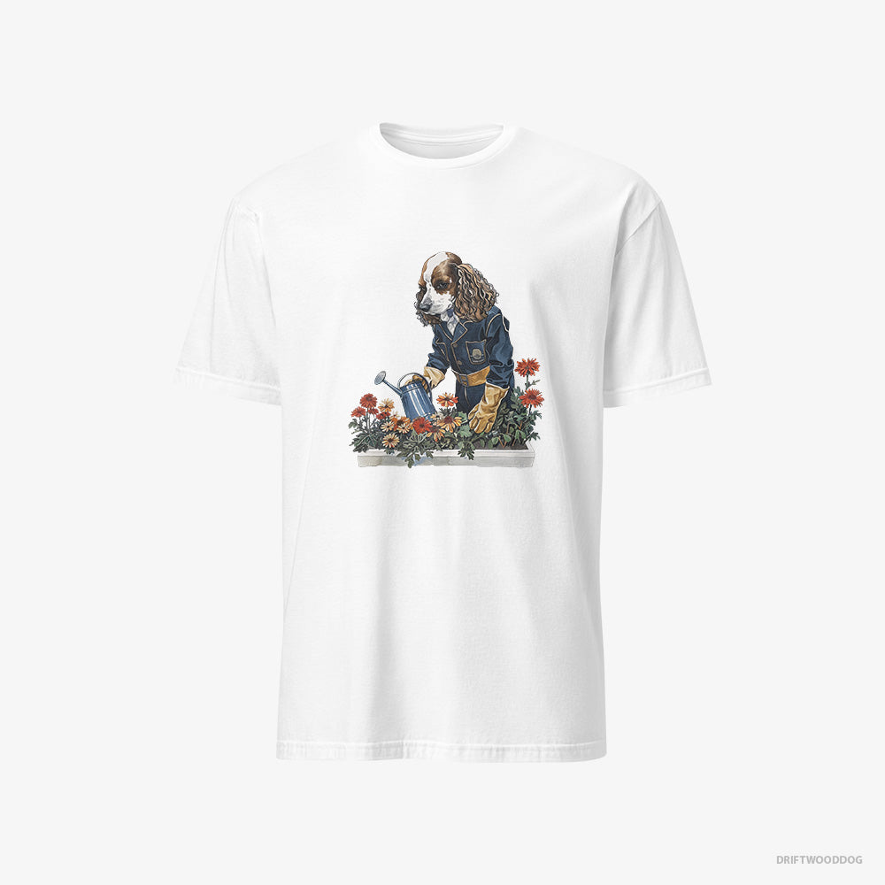 Poodle T-Shirt – Men White T-Shirt Classic – Taking Care of Plants (on White Background)