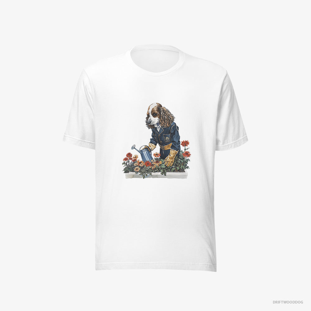 Poodle T-Shirt – Men White T-Shirt Eco-Friendly – Taking Care of Plants (on White Background)