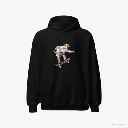 Labrador Retriever Hoodie – Women Black Hoodie Classic – as a Skateboarder (on White Background)