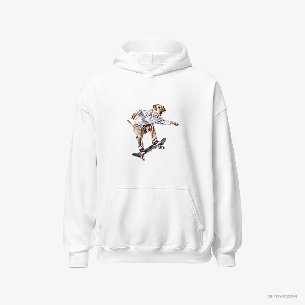 Labrador Retriever Hoodie – Women White Hoodie Classic – as a Skateboarder (on White Background)