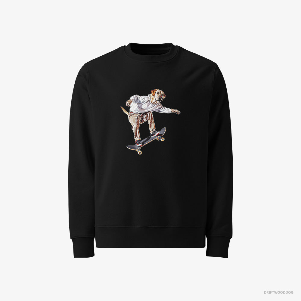 Labrador Retriever Sweatshirt – Women Black Sweatshirt Classic – as a Skateboarder (on White Background)