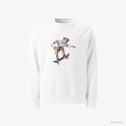 Labrador Retriever Sweatshirt – Women White Sweatshirt Classic – as a Skateboarder (on White Background)