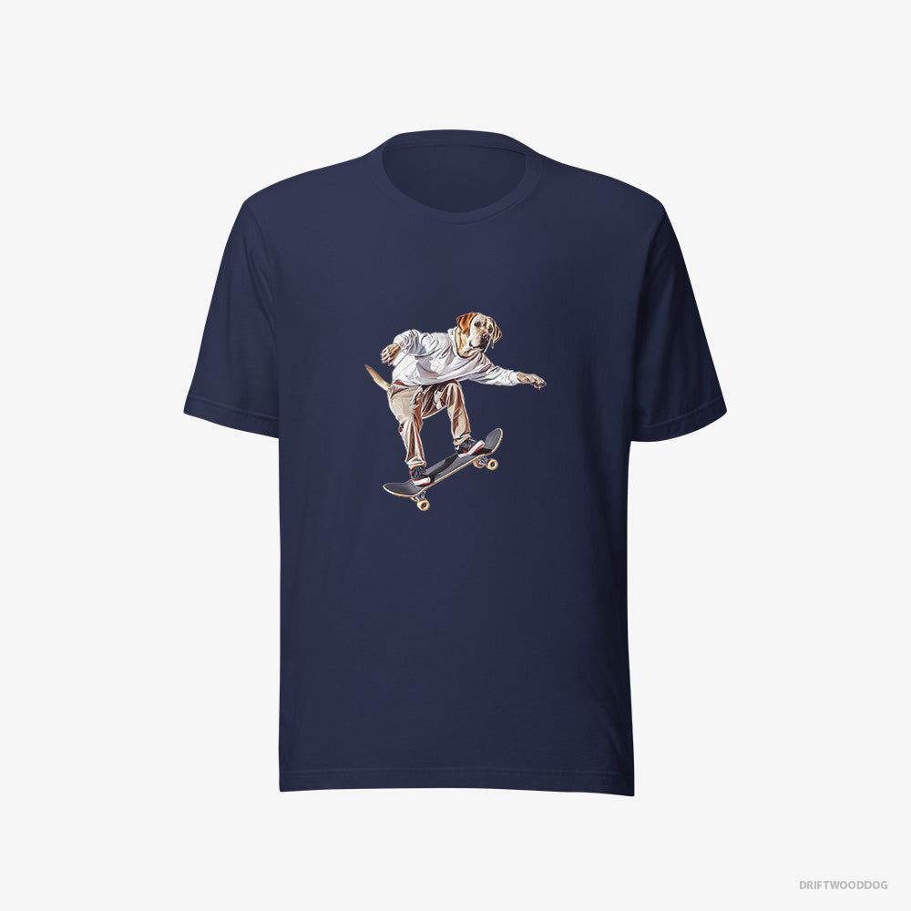 Labrador Retriever T-Shirt – Women Navy T-Shirt Eco-Friendly – as a Skateboarder (on White Background)