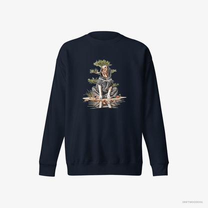 Labrador Retriever as a Shadowy Ninja Among Japanese Plants Navy Sweatshirt