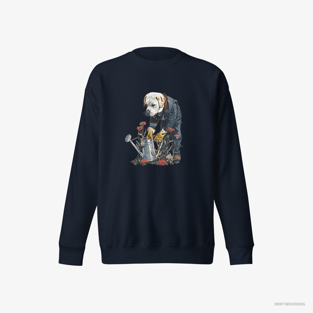 Labrador Retriever With a Watering Can for Plants – Men's Sweatshirt Navy Eco – Eco-Friendly