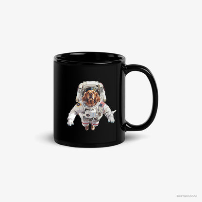 Golden Retriever Mug – Unisex Black Mug Classic – in a Cosmic Scene (on White Background)