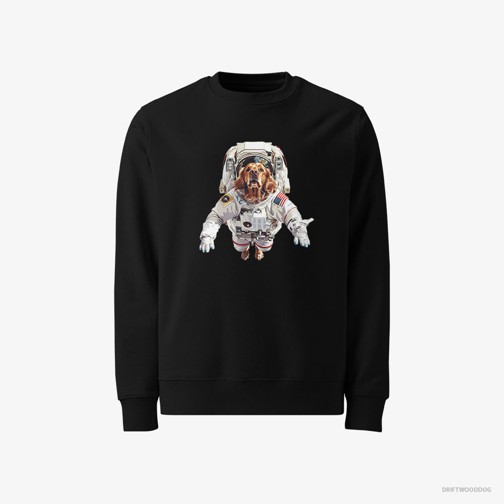 Golden Retriever Sweatshirt – Men Black Sweatshirt Classic – in a Cosmic Scene (on White Background)