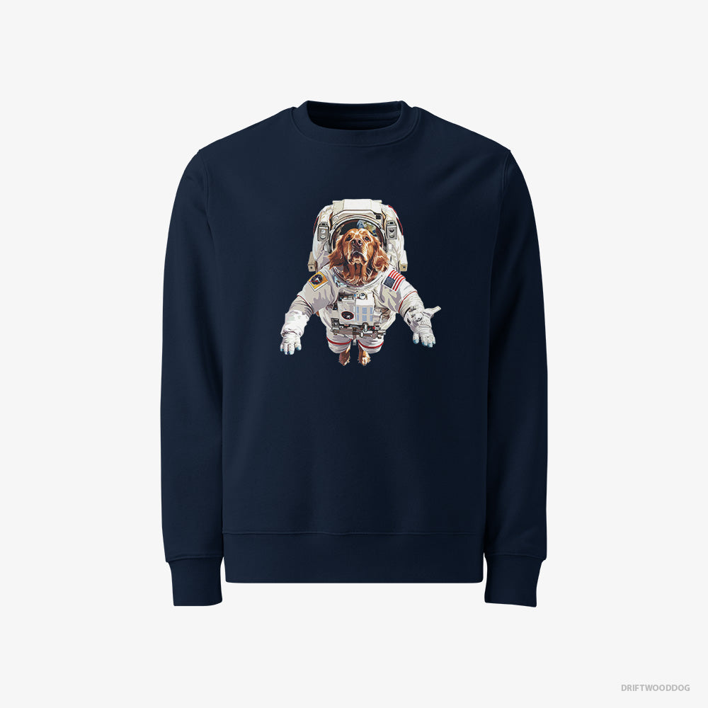 Golden Retriever Sweatshirt – Men Navy Sweatshirt Classic – in a Cosmic Scene (on White Background)