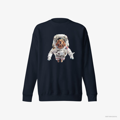 Golden Retriever Sweatshirt – Men Navy Sweatshirt Eco-Friendly – in a Cosmic Scene (on White Background)