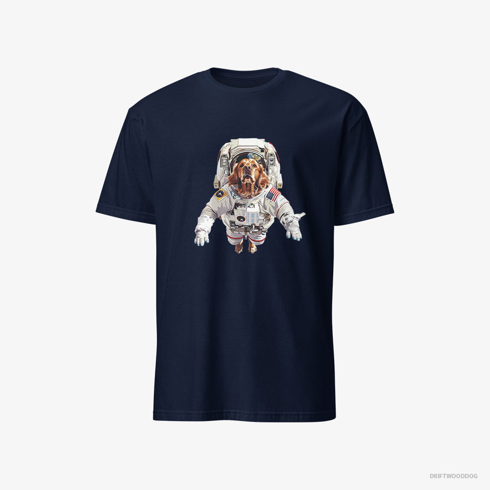 Golden Retriever T-Shirt – Men Navy T-Shirt Classic – in a Cosmic Scene (on White Background)