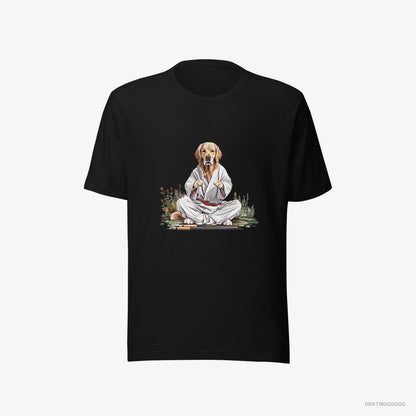 Golden Retriever Wearing Ninja Outfit in Japanese Garden Black T-Shirt