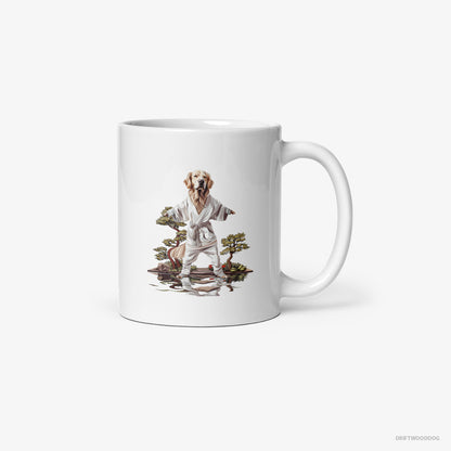 Golden Retriever Mastering Stealth in Japanese Zen Garden White Mug