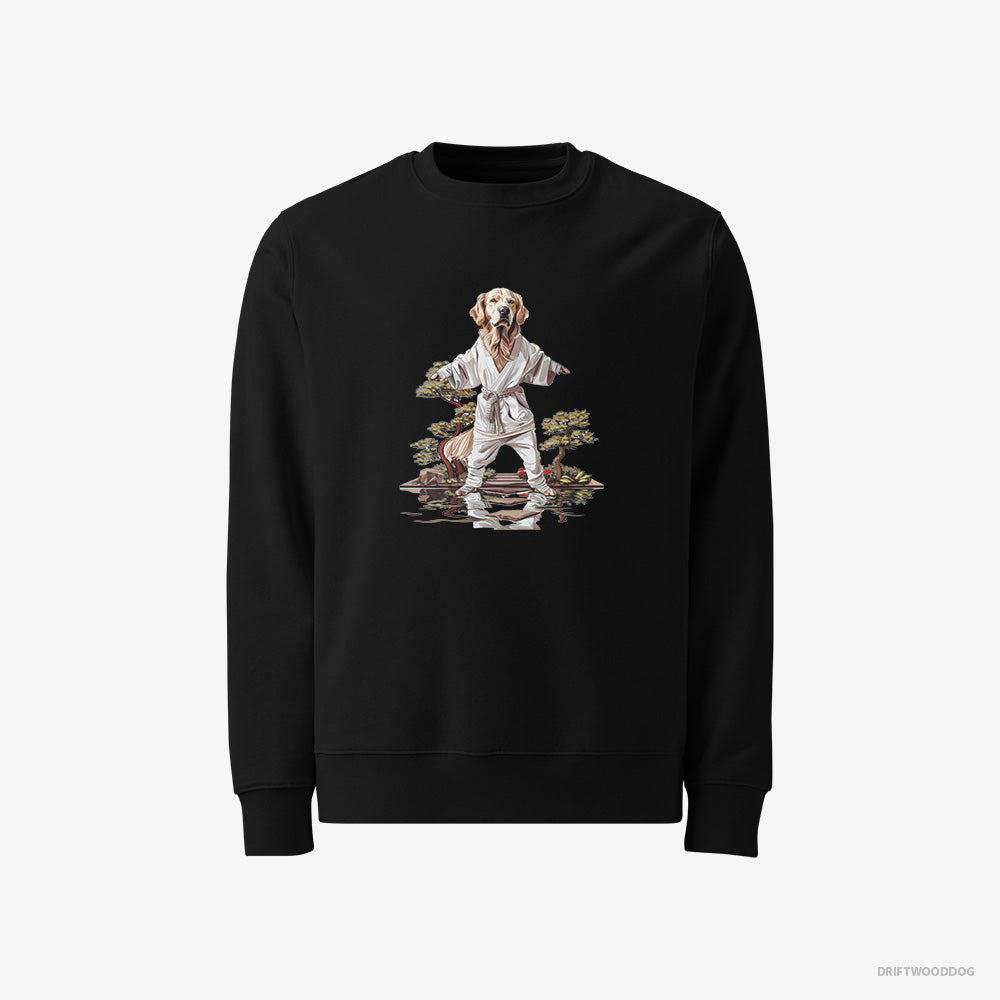 Golden Retriever Sweatshirt – Men Black Sweatshirt Classic – Mastering Stealth in Japanese Zen Garden (on White Background)