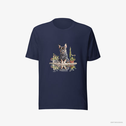 French Bulldog in a Ninja's Shadow Navy T-Shirt