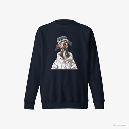 Dobermann Exploring a VR World Navy Sweatshirt