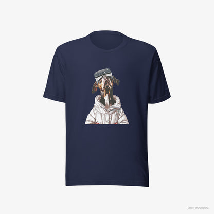 Dobermann Exploring a VR World Navy T-Shirt