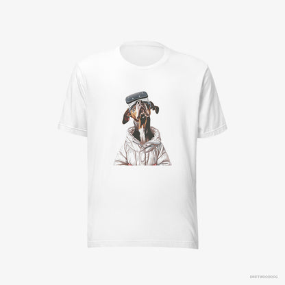 Dobermann Exploring a VR World White T-Shirt