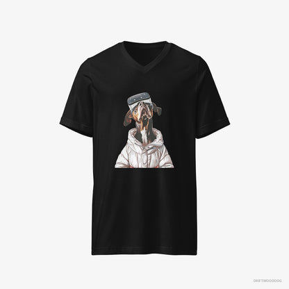 Dobermann Exploring a VR World Black T-Shirt