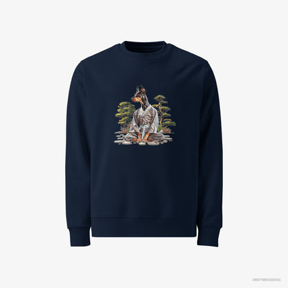 Dobermann Ninja Hidden in a Japanese Garden Navy Sweatshirt