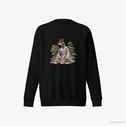 Dobermann Ninja Hidden in a Japanese Garden Black Sweatshirt