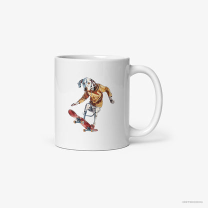 Dalmatian Balancing on a Skateboard White Mug