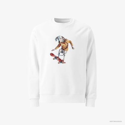 Dalmatian Balancing on a Skateboard White Sweatshirt