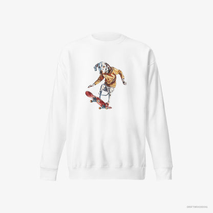 Dalmatian Balancing on a Skateboard White Sweatshirt