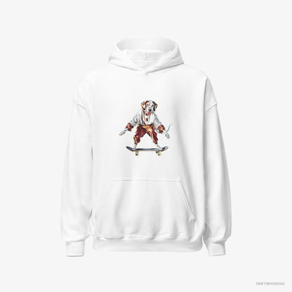 Dalmatian Rolling on a Skateboard White Hoodie