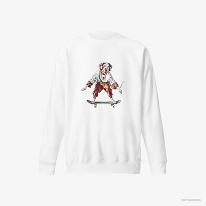 Dalmatian Rolling on a Skateboard White Sweatshirt