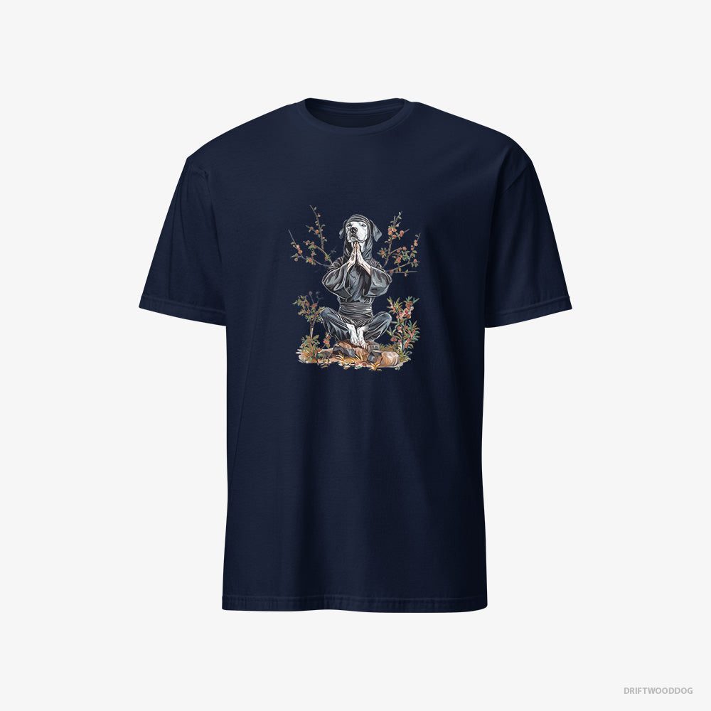 Dalmatian T-Shirt – Men Navy T-Shirt Classic – Meditating in a Japanese Garden (on White Background)