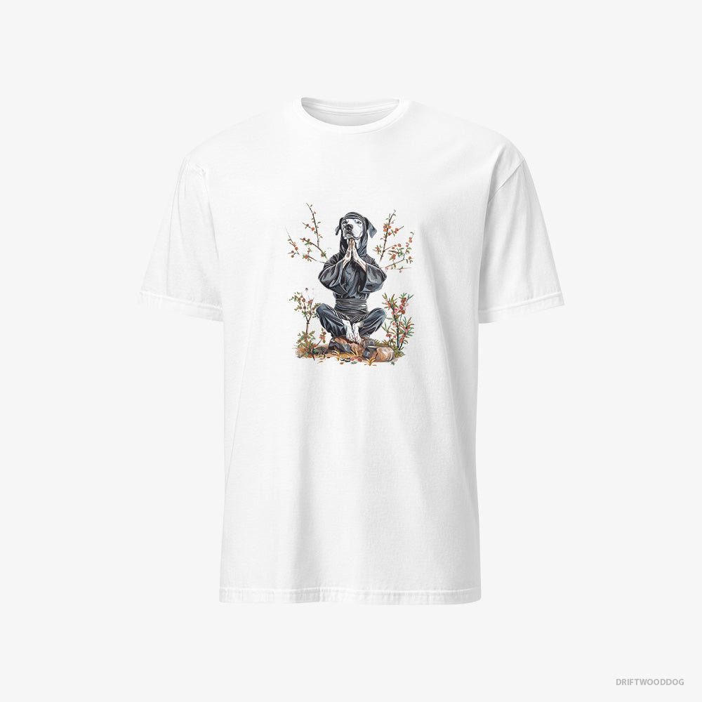 Dalmatian T-Shirt – Men White T-Shirt Classic – Meditating in a Japanese Garden (on White Background)