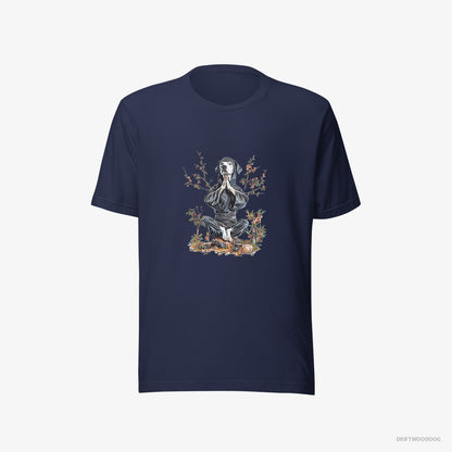 Dalmatian T-Shirt – Men Navy T-Shirt Eco-Friendly – Meditating in a Japanese Garden (on White Background)