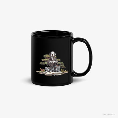 Dalmatian Mug – Unisex Black Mug Classic – in Meditation Among Japanese Plants (on White Background)