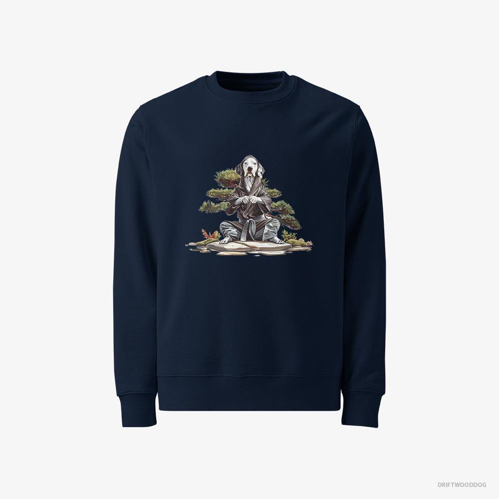 Dalmatian Sweatshirt – Men Navy Sweatshirt Classic – in Meditation Among Japanese Plants (on White Background)