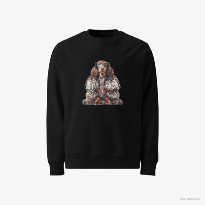 Dachshund in a Fluffy Winter Fur Coat Black Sweatshirt