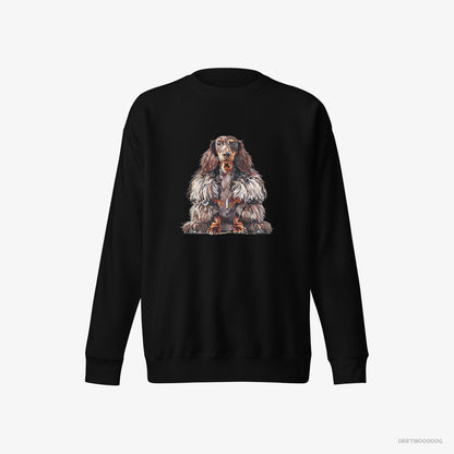 Dachshund in a Fluffy Winter Fur Coat Black Sweatshirt