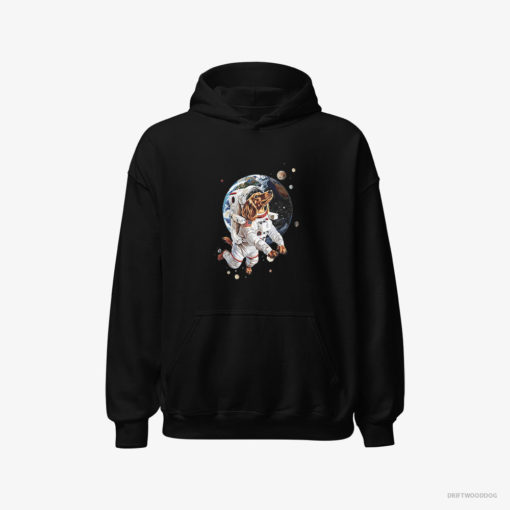 Dachshund Hoodie – Men Black Hoodie Classic – Exploring the Universe (on White Background)