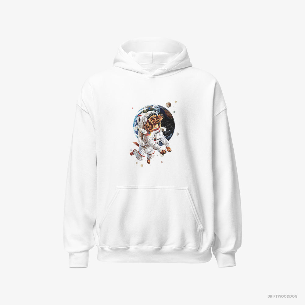 Dachshund Hoodie – Men White Hoodie Classic – Exploring the Universe (on White Background)