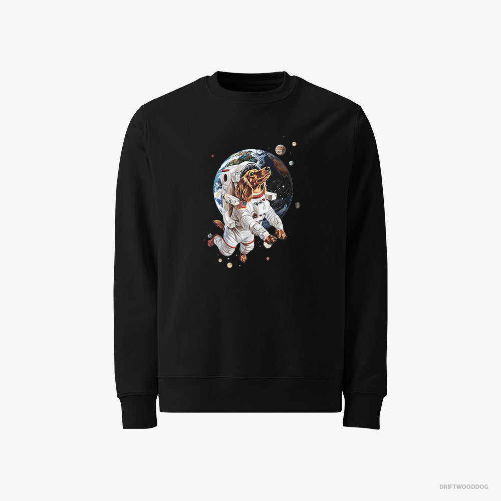 Dachshund Sweatshirt – Men Black Sweatshirt Classic – Exploring the Universe (on White Background)