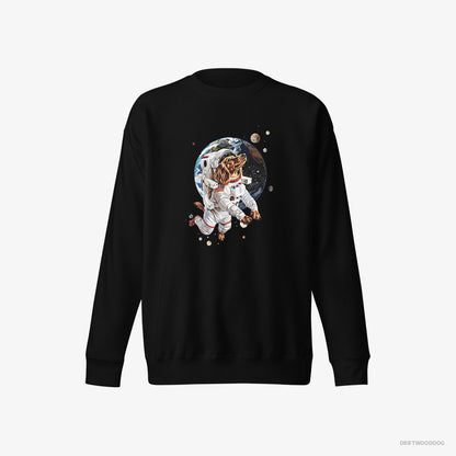 Dachshund Sweatshirt – Men Black Sweatshirt Eco-Friendly – Exploring the Universe (on White Background)