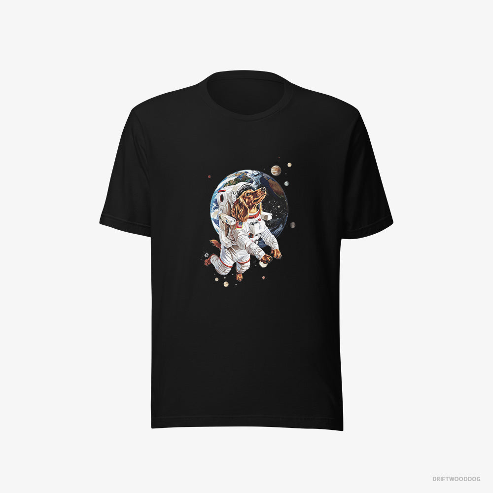 Dachshund T-Shirt – Men Black T-Shirt Eco-Friendly – Exploring the Universe (on White Background)