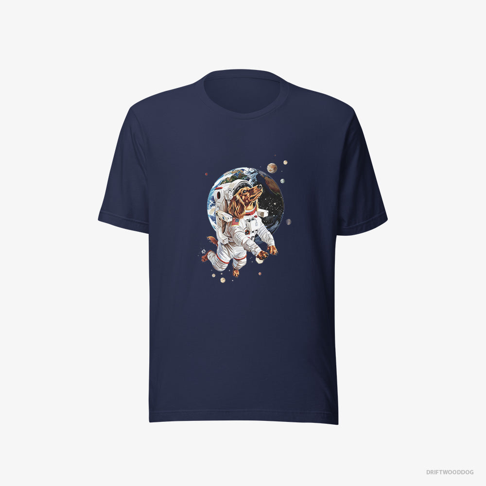 Dachshund T-Shirt – Men Navy T-Shirt Eco-Friendly – Exploring the Universe (on White Background)